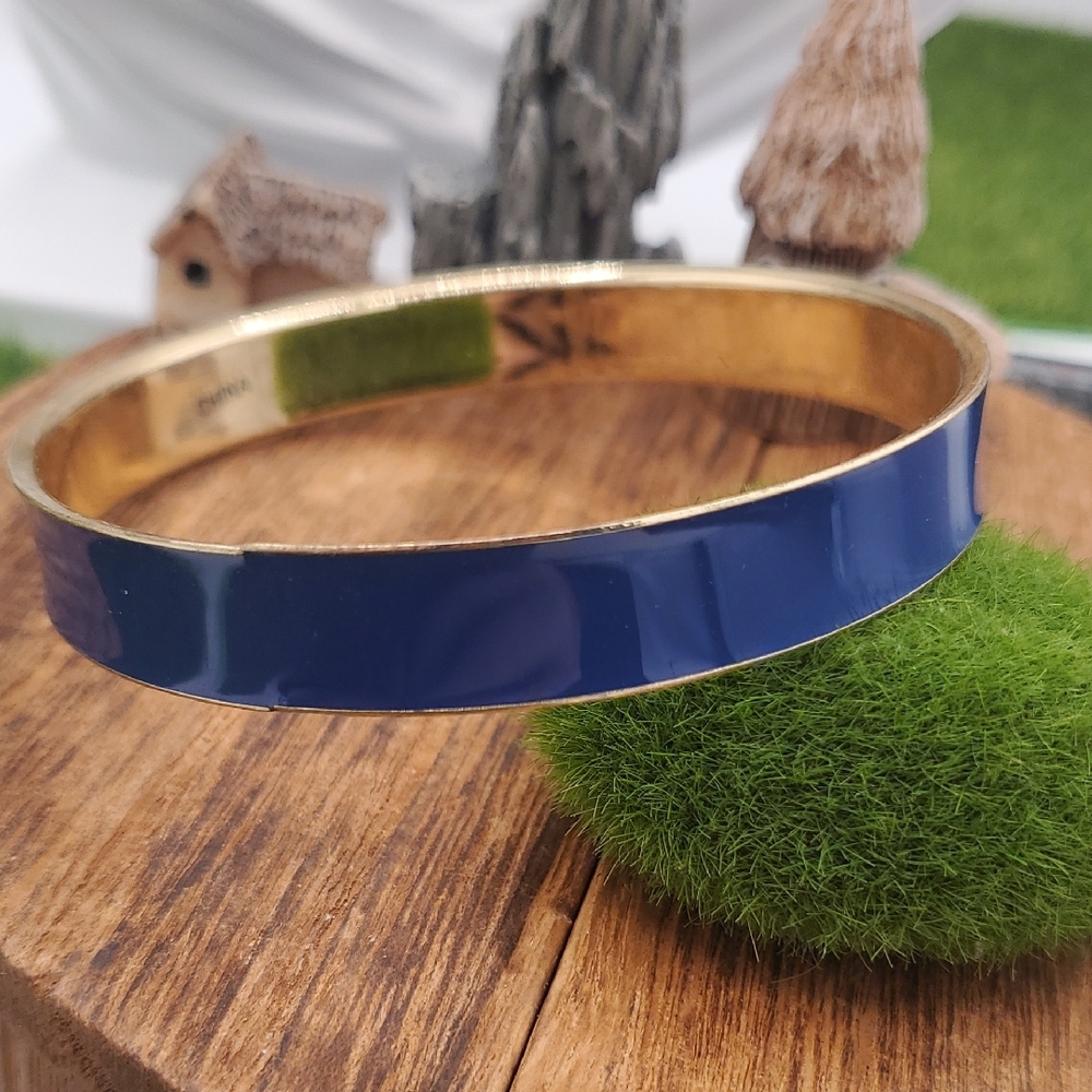 Blue and Gold Tone Vintage Sugar Bowl Bangle Bracelet B3404